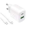 Ładowarka sieciowa Puro PROLITE 25W USB-A / USB-C + kabel USB-C - USB-C 1.2m - biała Puro