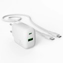 Ładowarka sieciowa Puro PROLITE 25W USB-A / USB-C + kabel USB-C - USB-C 1.2m - biała Puro