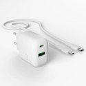Ładowarka sieciowa Puro PROLITE 30W USB-A / USB-C + kabel USB-C - USB-C 1.2m - biała Puro