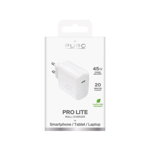 Ładowarka sieciowa Puro PROLITE 45W USB-C - biała Puro