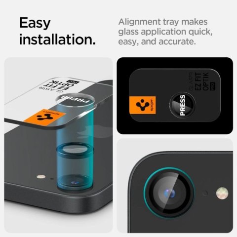 Osłona aparatu Spigen Optik Pro GLAS.TR "Ez Fit" 2-pack na iPhone 16e / 17e - czarna Spigen