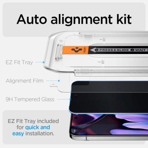 Szkło prywatyzujące Spigen Glas.TR "Ez Fit" Privacy HD 2-pack na Google Pixel 9 / 9 Pro Spigen