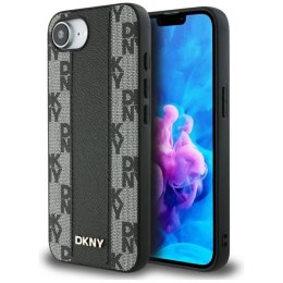 Etui DKNY Leather Checkered Mono Pattern MagSafe na iPhone 16e - czarny DKNY