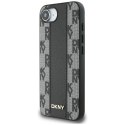 Etui DKNY Leather Checkered Mono Pattern MagSafe na iPhone 16e - czarny DKNY