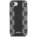 Etui DKNY Leather Checkered Mono Pattern MagSafe na iPhone 16e - czarny DKNY