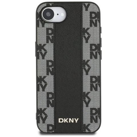 Etui DKNY Leather Checkered Mono Pattern MagSafe na iPhone 16e - czarny DKNY