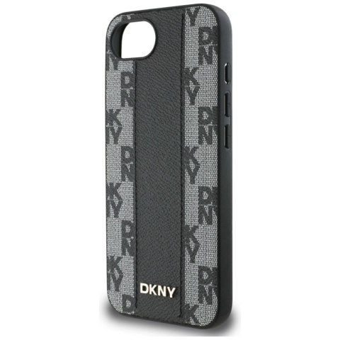 Etui DKNY Leather Checkered Mono Pattern MagSafe na iPhone 16e - czarny DKNY