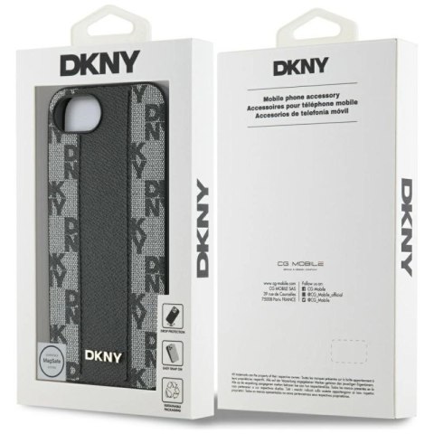 Etui DKNY Leather Checkered Mono Pattern MagSafe na iPhone 16e - czarny DKNY