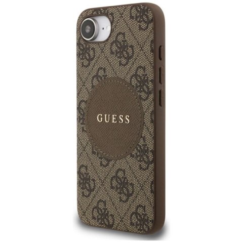 Etui Guess 4G Circle Classic Logo MagSafe na iPhone 16e - brązowe Guess