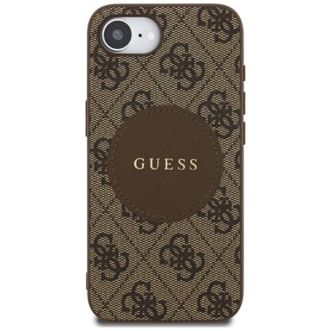 Etui Guess 4G Circle Classic Logo MagSafe na iPhone 16e - brązowe Guess