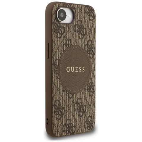 Etui Guess 4G Circle Classic Logo MagSafe na iPhone 16e - brązowe Guess
