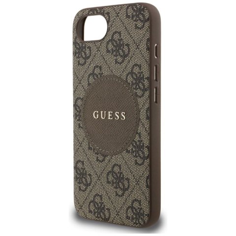 Etui Guess 4G Circle Classic Logo MagSafe na iPhone 16e - brązowe Guess
