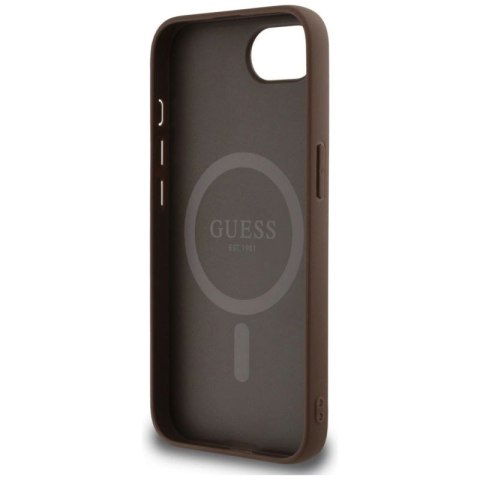 Etui Guess 4G Circle Classic Logo MagSafe na iPhone 16e - brązowe Guess