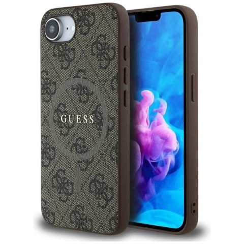 Etui Guess 4G Ring Classic Logo MagSafe na iPhone 16e - brązowe Guess