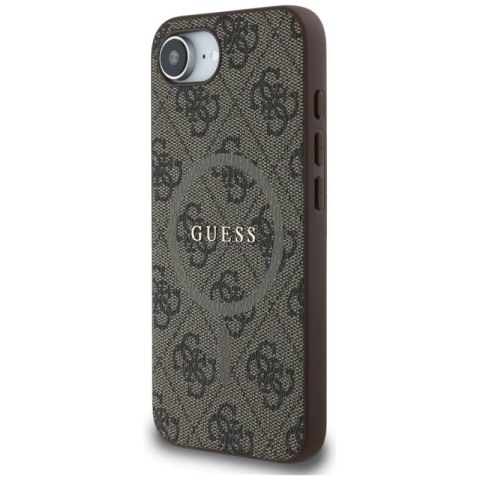 Etui Guess 4G Ring Classic Logo MagSafe na iPhone 16e - brązowe Guess