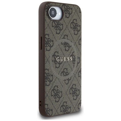 Etui Guess 4G Ring Classic Logo MagSafe na iPhone 16e - brązowe Guess