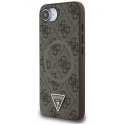 Etui Guess 4G Ring Triangle Logo MagSafe na iPhone 16e - brązowe Guess