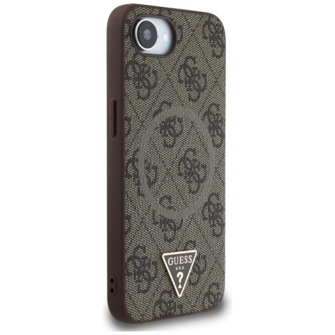 Etui Guess 4G Ring Triangle Logo MagSafe na iPhone 16e - brązowe Guess