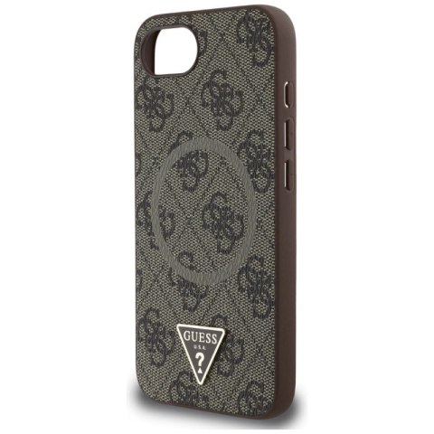 Etui Guess 4G Ring Triangle Logo MagSafe na iPhone 16e - brązowe Guess