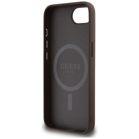 Etui Guess 4G Ring Triangle Logo MagSafe na iPhone 16e - brązowe Guess