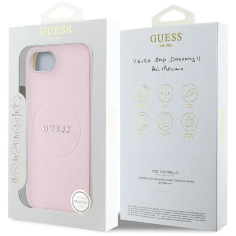 Etui Guess Grained Ring MagSafe na iPhone 16e - różowe Guess
