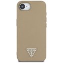Etui Guess Grained Triangle MagSafe na iPhone 16e - brązowe Guess