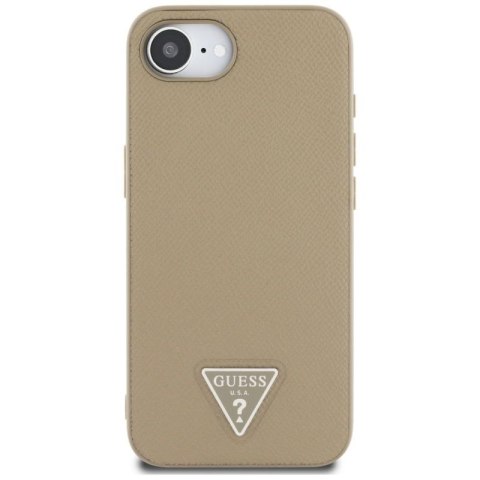 Etui Guess Grained Triangle MagSafe na iPhone 16e - brązowe Guess