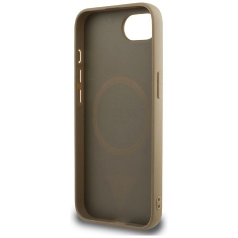 Etui Guess Grained Triangle MagSafe na iPhone 16e - brązowe Guess