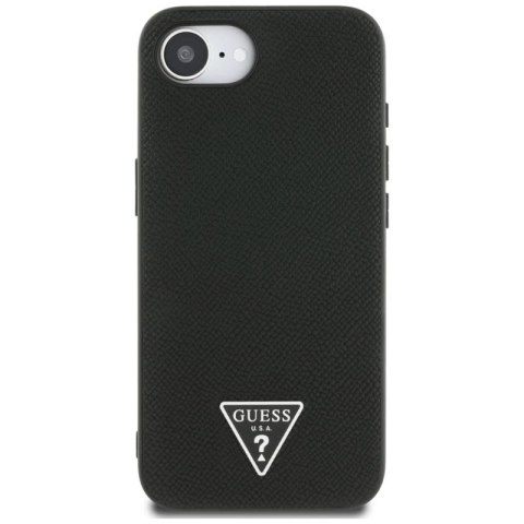 Etui Guess Grained Triangle MagSafe na iPhone 16e - czarne Guess