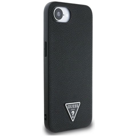 Etui Guess Grained Triangle MagSafe na iPhone 16e - czarne Guess