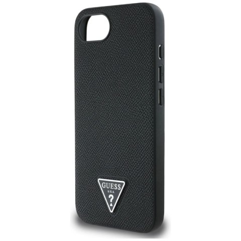 Etui Guess Grained Triangle MagSafe na iPhone 16e - czarne Guess