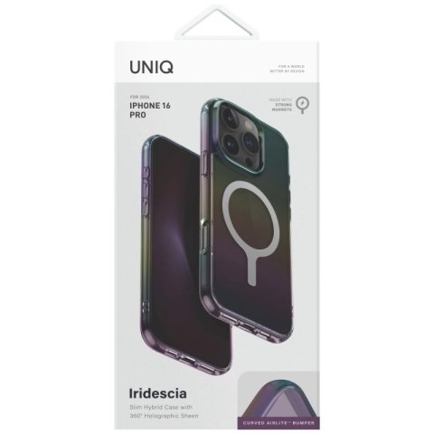 Etui UNIQ Iridescia Magclick Charging na iPhone 16 Pro - czarny UNIQ