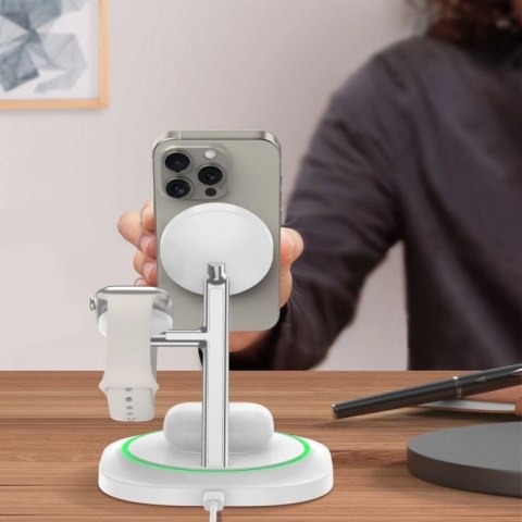 Ładowarka indukcyjna Tech-Protect QI15W-A46 3w1 Magnetic MagSafe - biała Tech-Protect