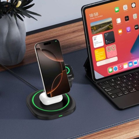 Ładowarka indukcyjna Tech-Protect QI15W-A46 3w1 Magnetic MagSafe - czarna Tech-Protect