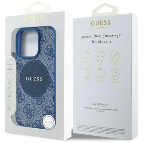 Etui Guess 4G Circle Classic Logo MagSafe na iPhone 16 Pro Max - niebieskie Guess