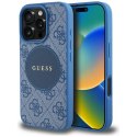 Etui Guess 4G Circle Classic Logo MagSafe na iPhone 16 Pro - niebieskie Guess