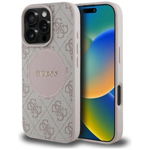 Etui Guess 4G Circle Classic Logo MagSafe na iPhone 16 Pro - różowe Guess