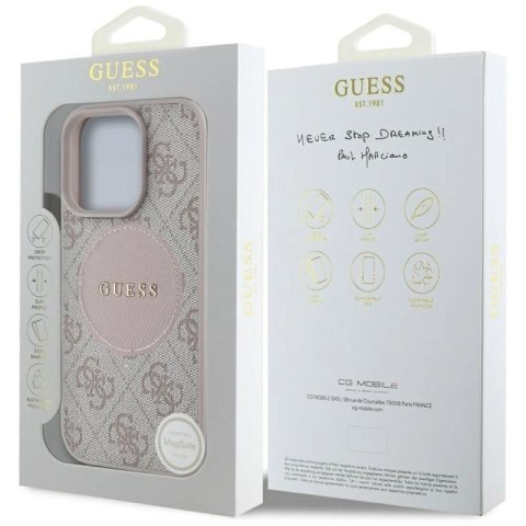 Etui Guess 4G Circle Classic Logo MagSafe na iPhone 16 Pro - różowe Guess