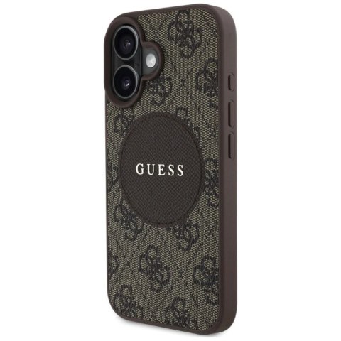 Etui Guess 4G Circle Classic Logo MagSafe na iPhone 16 - brązowe Guess