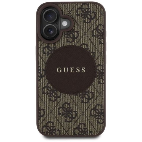 Etui Guess 4G Circle Classic Logo MagSafe na iPhone 16 - brązowe Guess