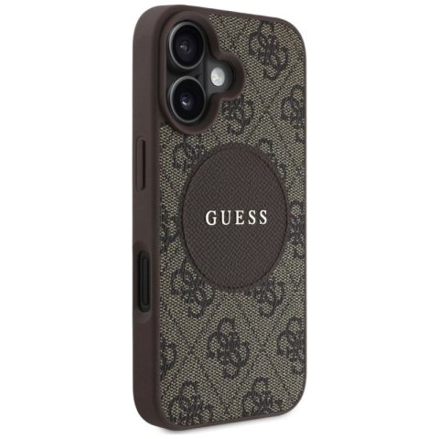 Etui Guess 4G Circle Classic Logo MagSafe na iPhone 16 - brązowe Guess