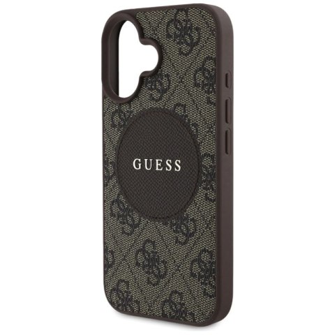 Etui Guess 4G Circle Classic Logo MagSafe na iPhone 16 - brązowe Guess