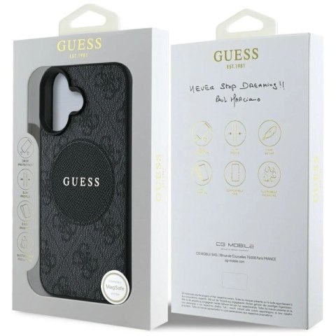 Etui Guess 4G Circle Classic Logo MagSafe na iPhone 16 - czarne Guess