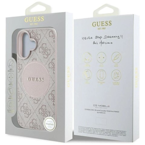 Etui Guess 4G Circle Classic Logo MagSafe na iPhone 16 - różowe Guess