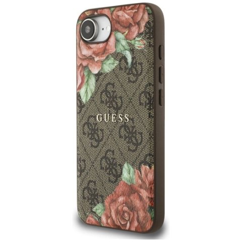 Etui Guess 4G Flowers Print MagSafe na iPhone 16e - brązowe Guess