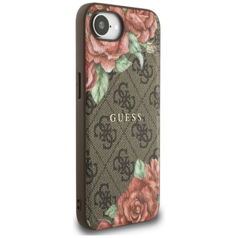 Etui Guess 4G Flowers Print MagSafe na iPhone 16e - brązowe Guess