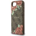 Etui Guess 4G Flowers Print MagSafe na iPhone 16e - brązowe Guess