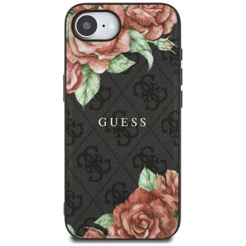 Etui Guess 4G Flowers Print MagSafe na iPhone 16e - czarne Guess