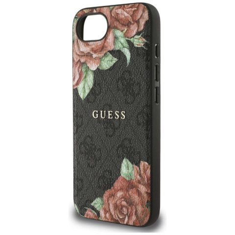 Etui Guess 4G Flowers Print MagSafe na iPhone 16e - czarne Guess