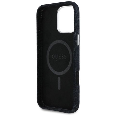 Etui Guess Denim Triangle Logo MagSafe na iPhone 16 Pro Max - czarne Guess